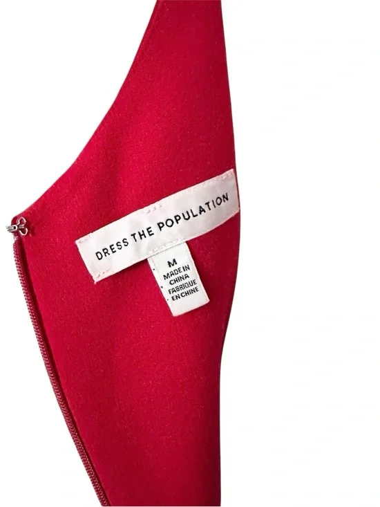 Dress the Population Iris Slit Crepe Gown Floor Length Red Size Medium - Picture 7 of 15